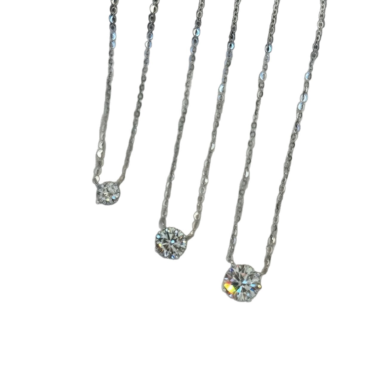 All solid silver flash single diamond minimalist necklace simple nose diamond锁骨 chain for women