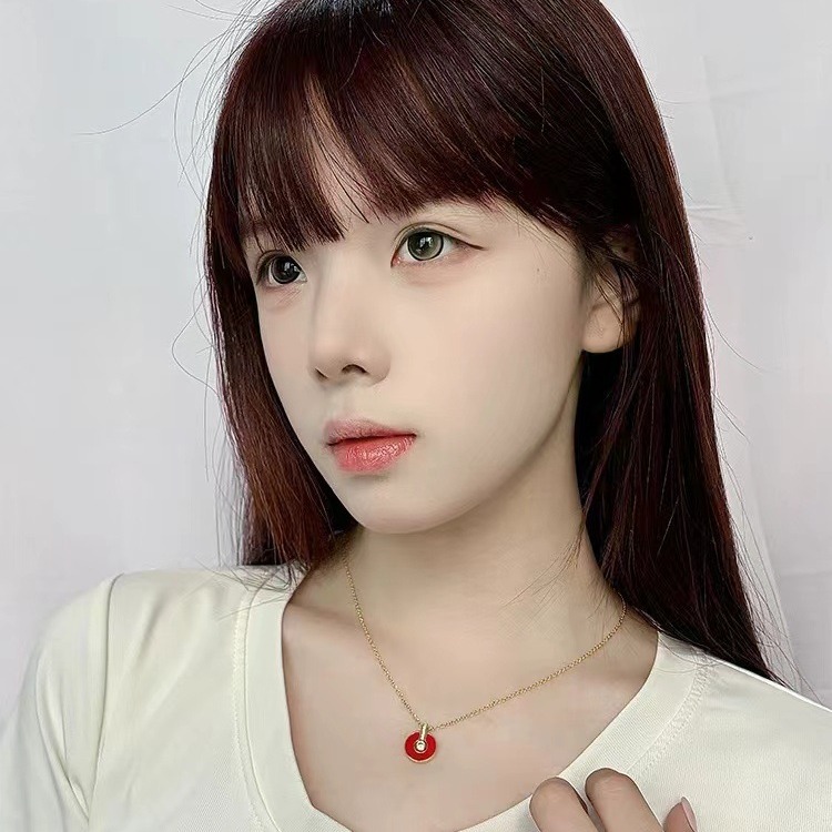 New Lucky Sign Necklace Enamel Ear Studs Niche Collarbone Chain 2024 New