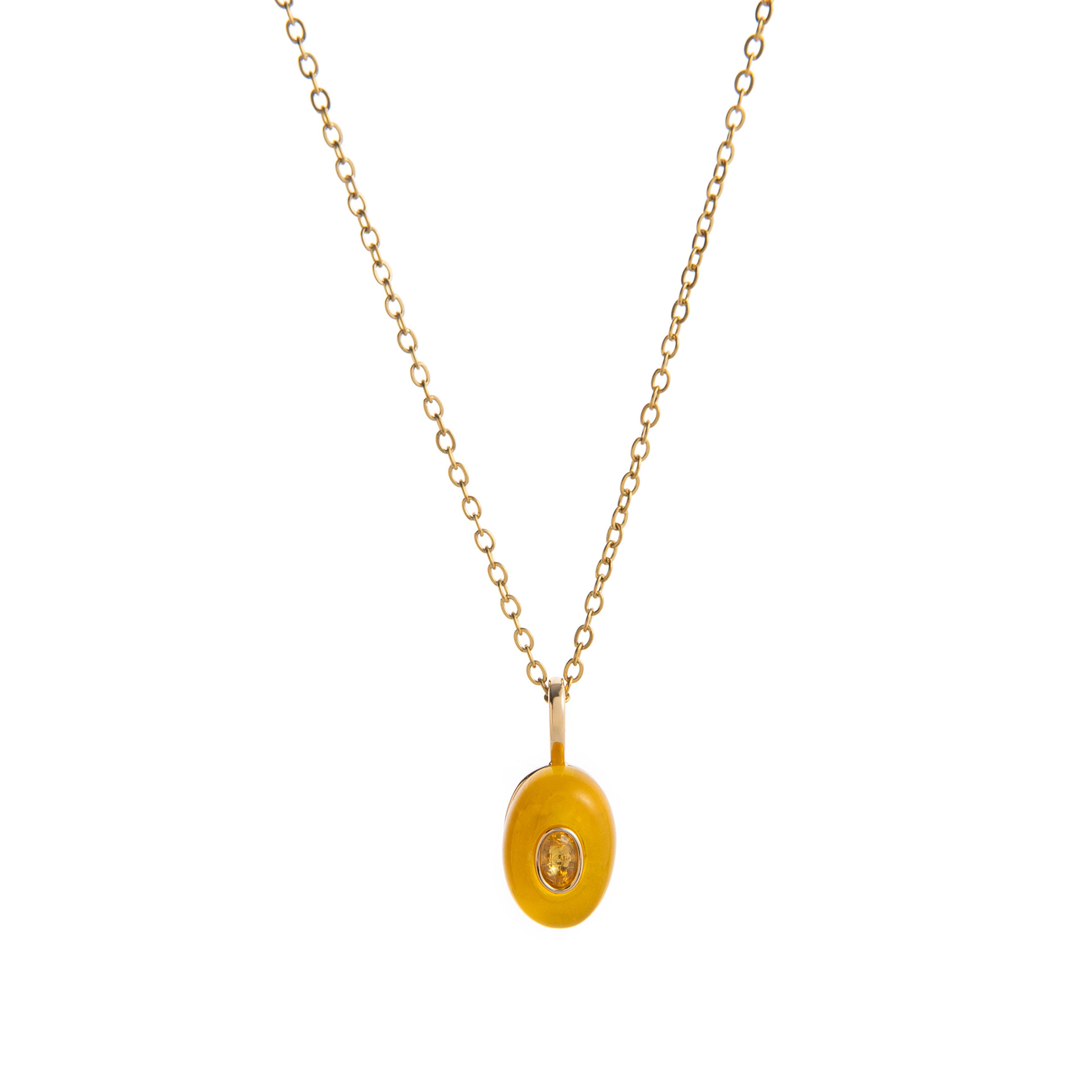 Titanium steel plated 18k gold natural stone rhinestone teardrop necklace multi-color accessory