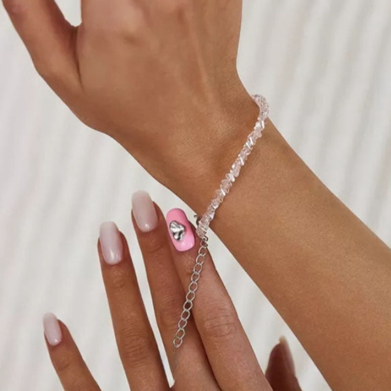Rongshang Faceted Triangular Crystal Glass Beaded Bracelet for Women Sparkling Hand Ornament for Women Accessory