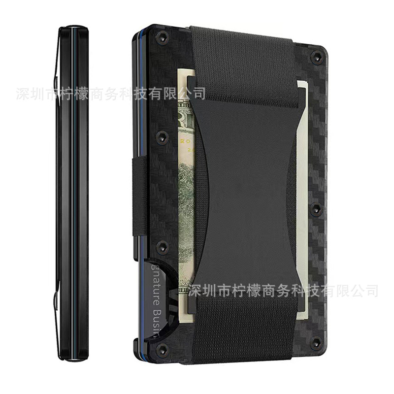 Metal Card Holder Carbon Fiber Wallet Money Clip RFID Anti-theft Foreign Gift