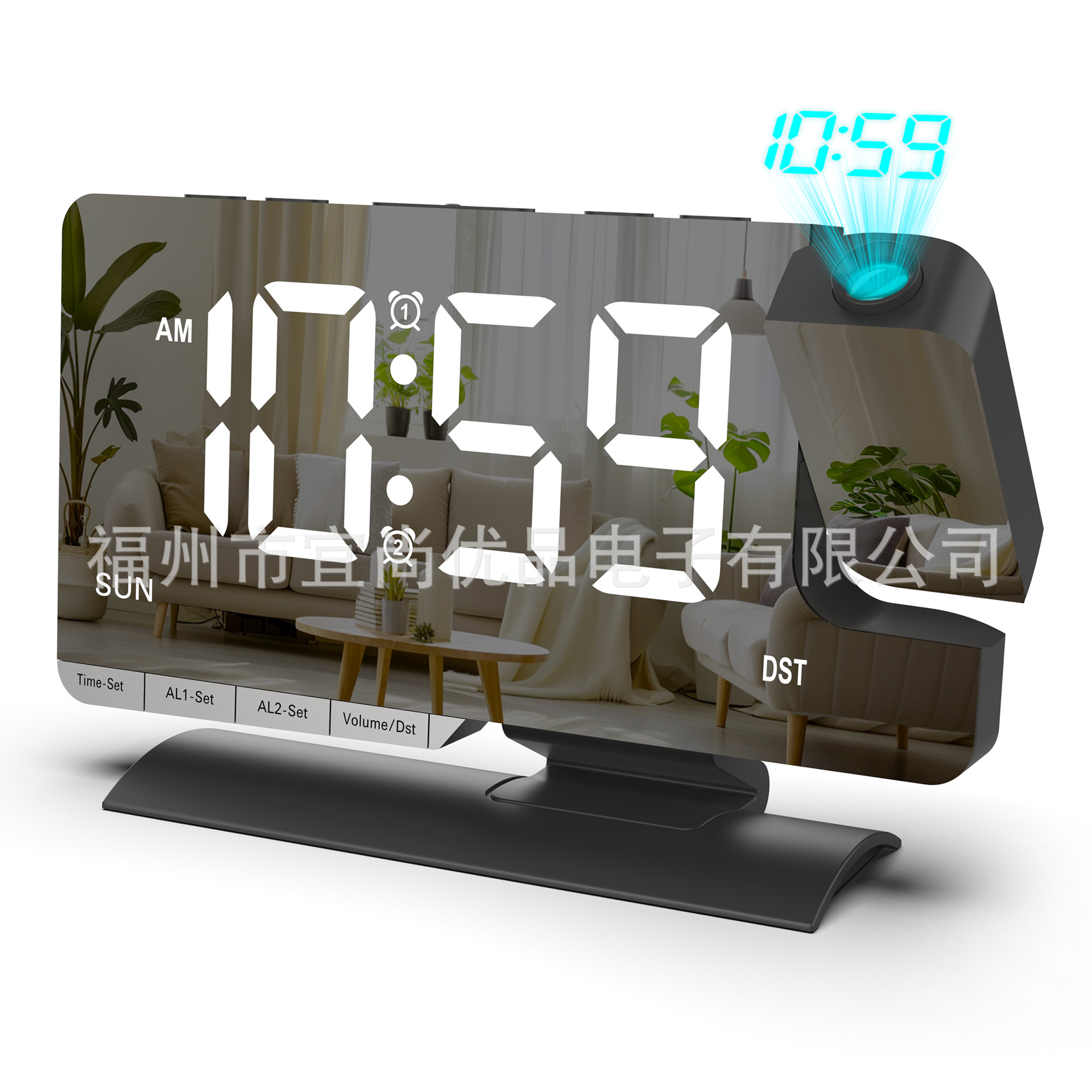 2026 New Large Screen LED Projection Clock Daylight Saving Time Desktop Electronic Clock Week Workday Dual Alarm Clock