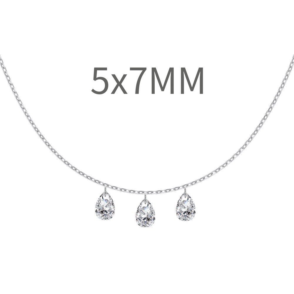 Live S925 sterling silver necklace for women, oval pear-shaped teardrop tassel pendant neck chain silver accessories wholesale