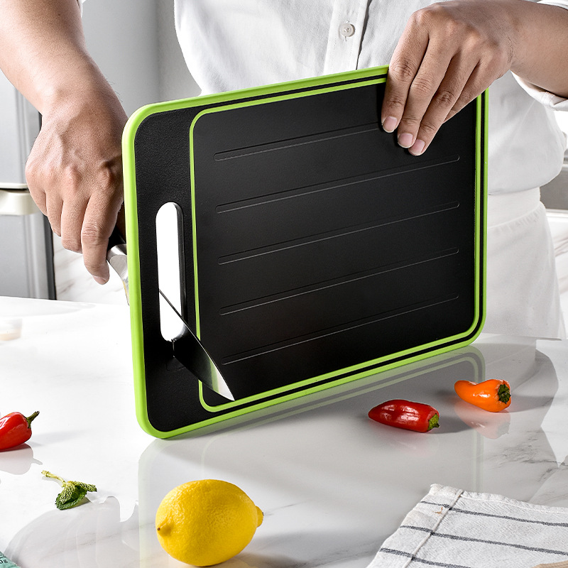 Multifunctional Double-Sided Quick Thawing Aluminum Alloy Spray Paint Double-Sided Cutting Board with Knife Sharpener Double-Sided Grinding Chopping Board