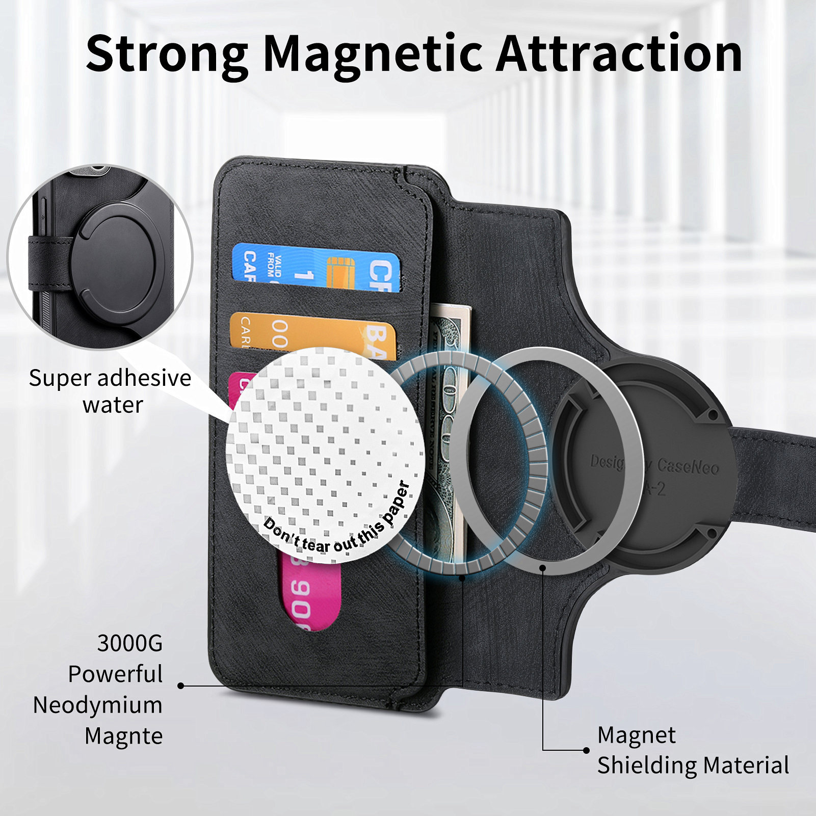 Magnetic detachable two-in-one front cover for Samsung S26Ultra phone leather case strong magnetic card slot stand