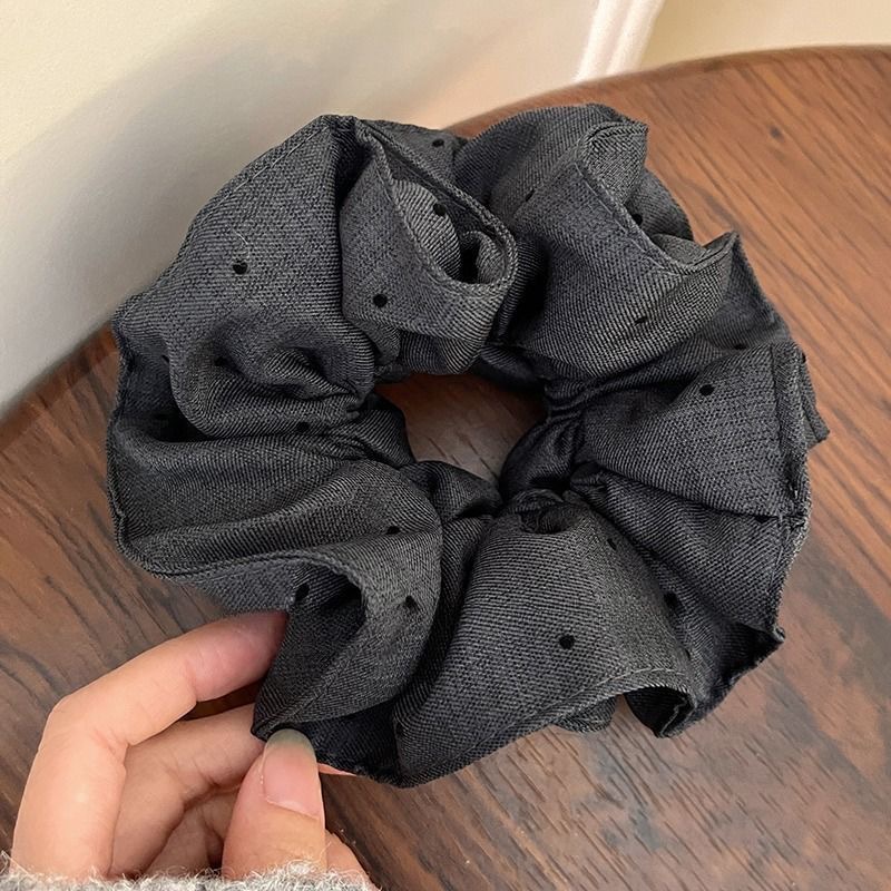 Heavy craft brown bow large hair scrunchie for women super texture ponytail bun hair tie elastic