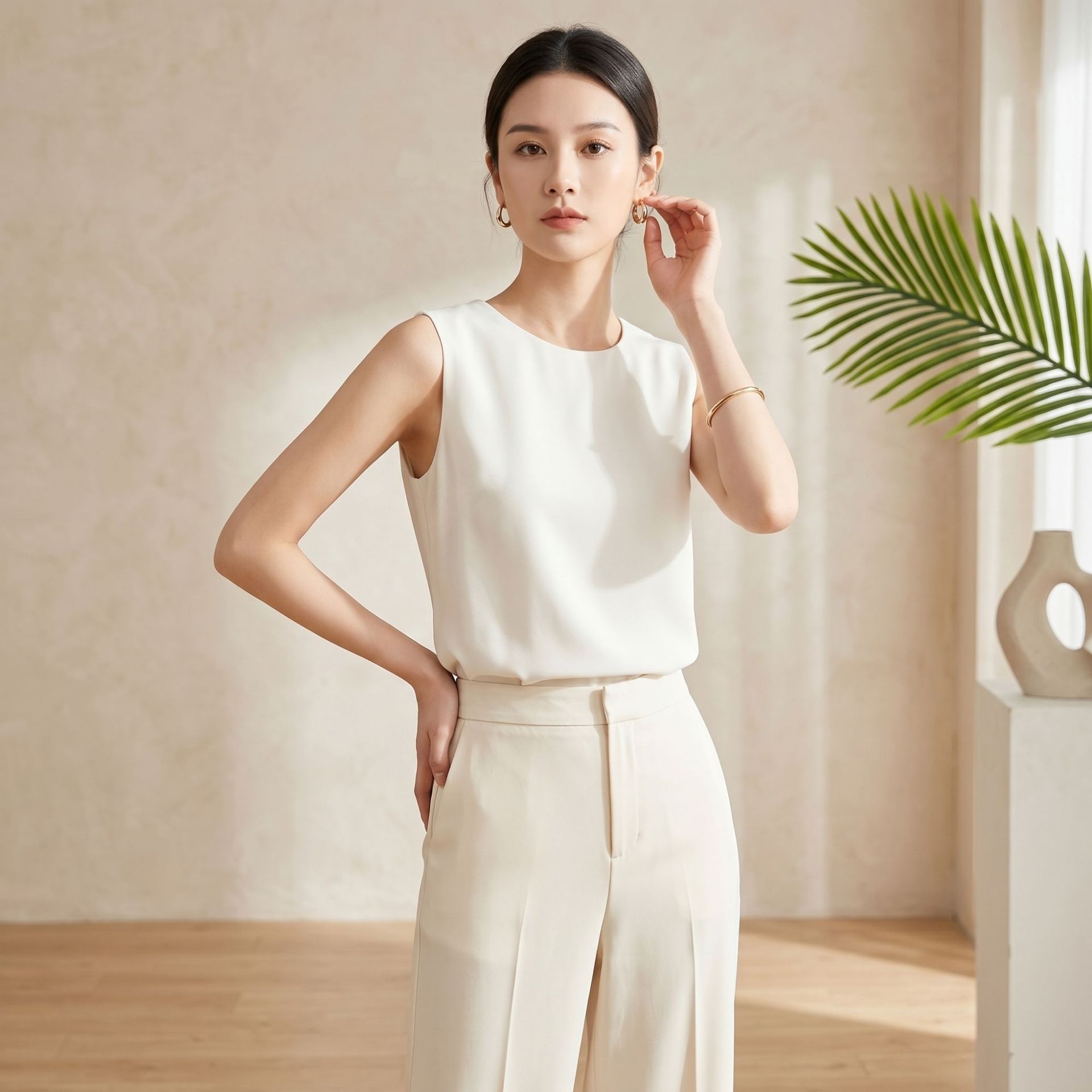 Summer Sleeveless Heavyweight Silk Vest for Women Double Layer New Base Black Camisole Mulberry Silk Commute Round Neck Top