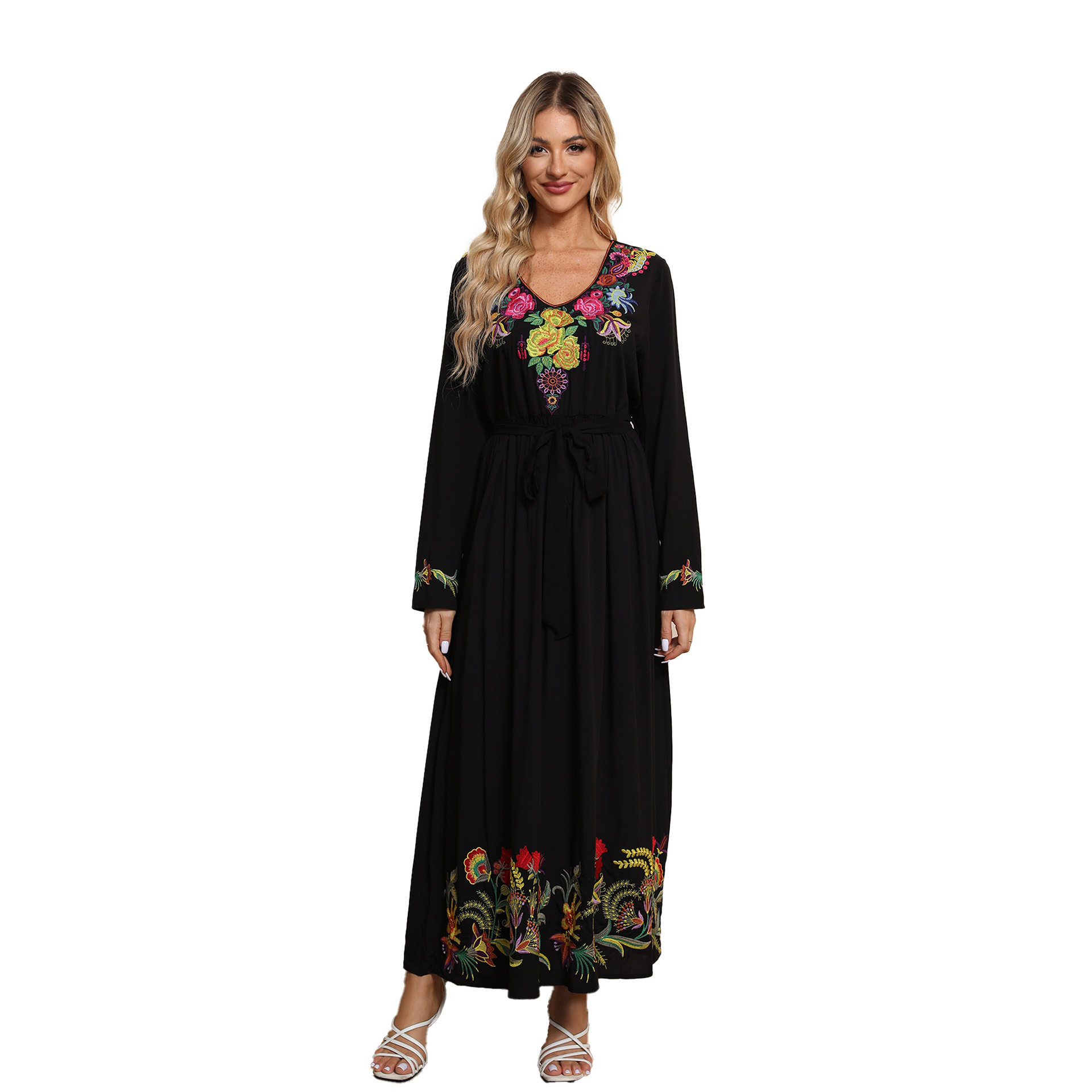 Embroidered dress women's independent station platform