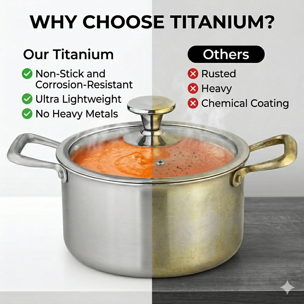 New household soup cooking 24cm pure titanium non-stick stew pot with handle large steaming integrated double ear pure titanium soup pot