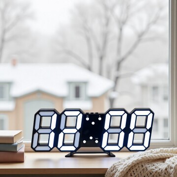 3D Stereo Alarm Clock, LED Clock Smart Clock, Living Room 3D Wall Clock, Digital Clock