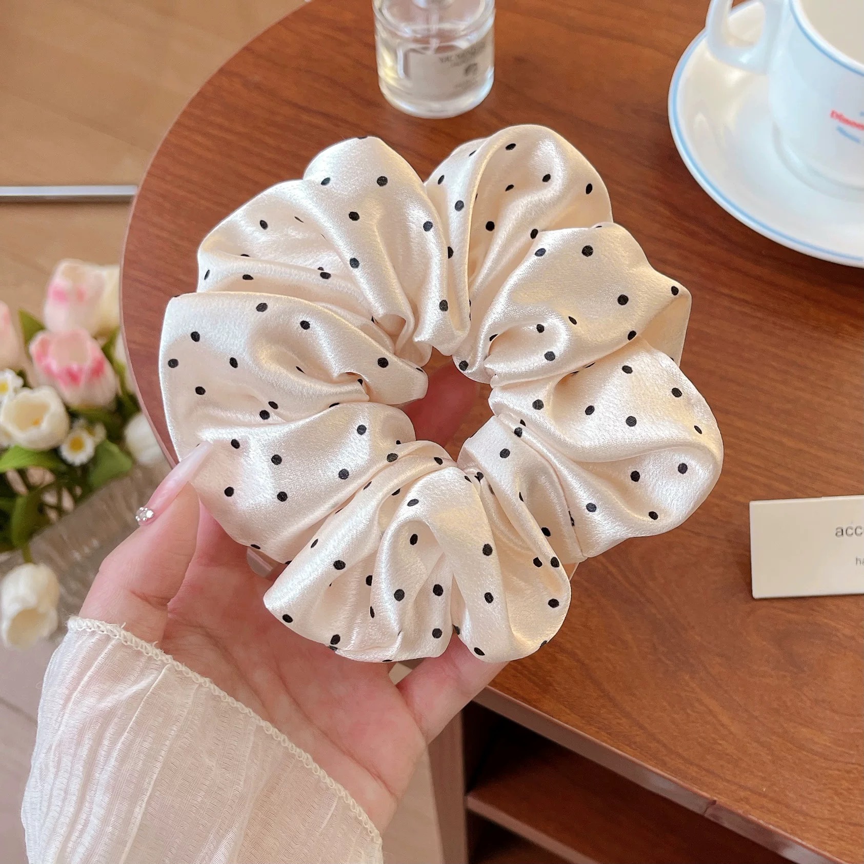 Sweet lace large hair scrunchie extra large ponytail elastic hair tie for women head accessory head flower