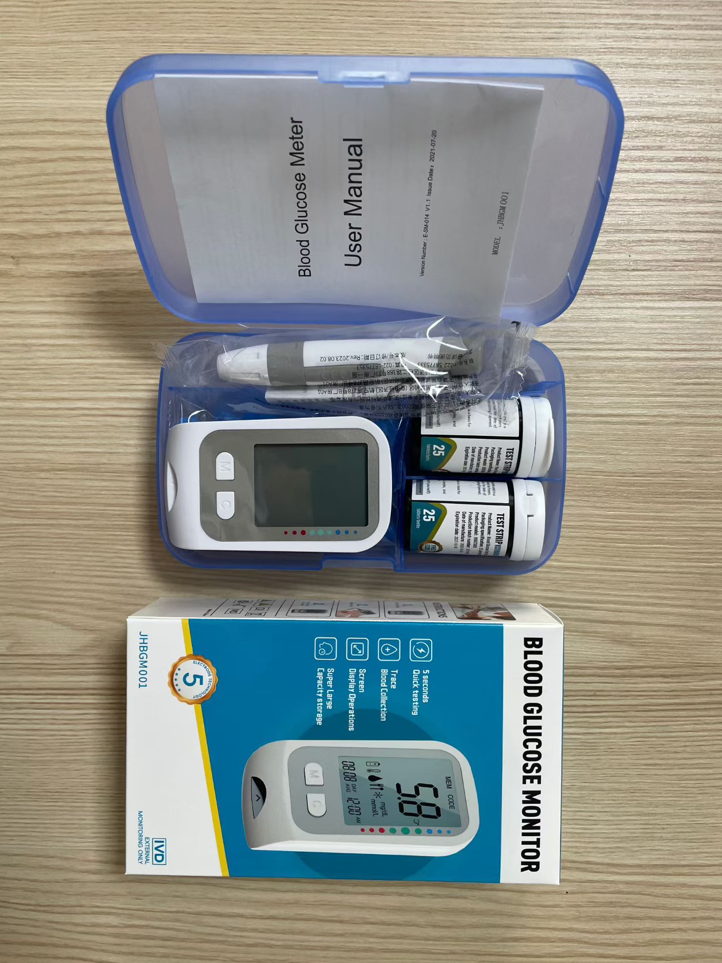 Glucose Meter Blood Glucose Meter Full English Export Home Test Strips Blood Glucose Test Kit Complete Set
