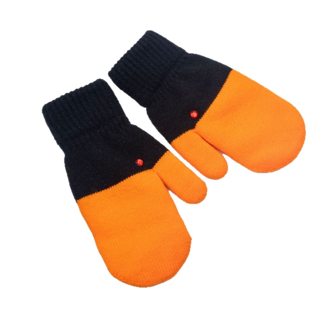 New Adult Knitted Goose Feather Yarn Gloves Autumn Winter Cute Fleece-Lined Thickened Anti-Cold Warm Double-Layer Gloves