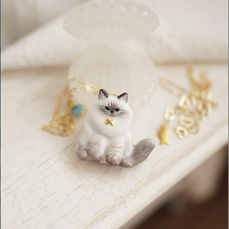 New necklace cute electroplated oil cat oil-plated gold animal series pendant necklace copper