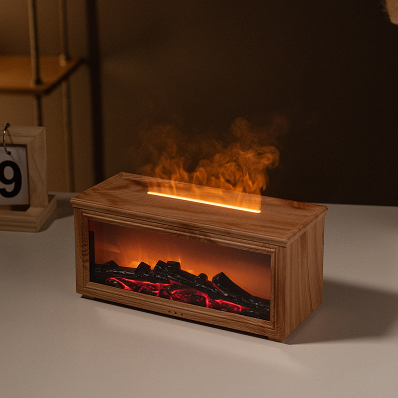 New Fireplace Flame Humidifier 3D Simulation Fireplace Flame Aromatherapy Machine Home Desktop Fireplace Aromatherapy Machine