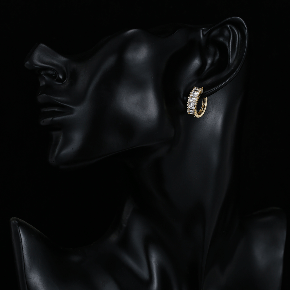 Gold-plated zircon ear studs, simple accessories, niche earrings for women