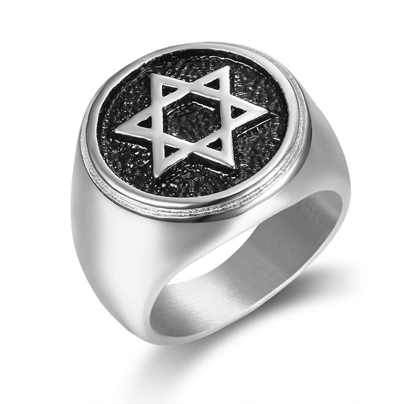 New Accessory Six-Pointed Star Ring Stainless Steel Men's Finger Ring