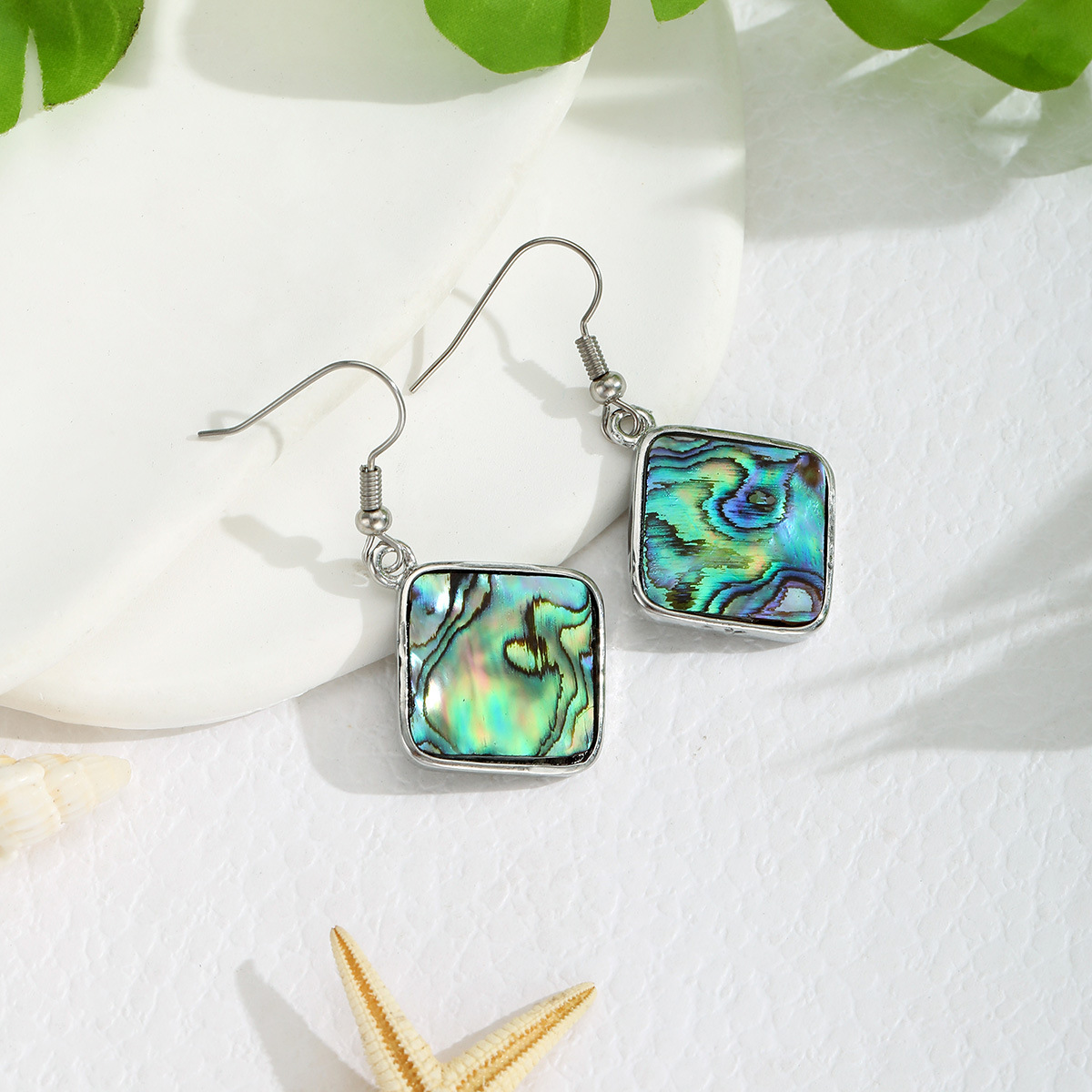 Geometric Natural Texture Abalone Shell Earrings Drop Earrings Accessories for Women