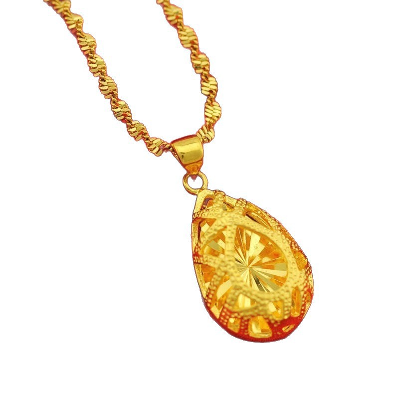 Teardrop pendant necklace for women gold-plated hollow simple pendant collarbone chain live streaming jewelry