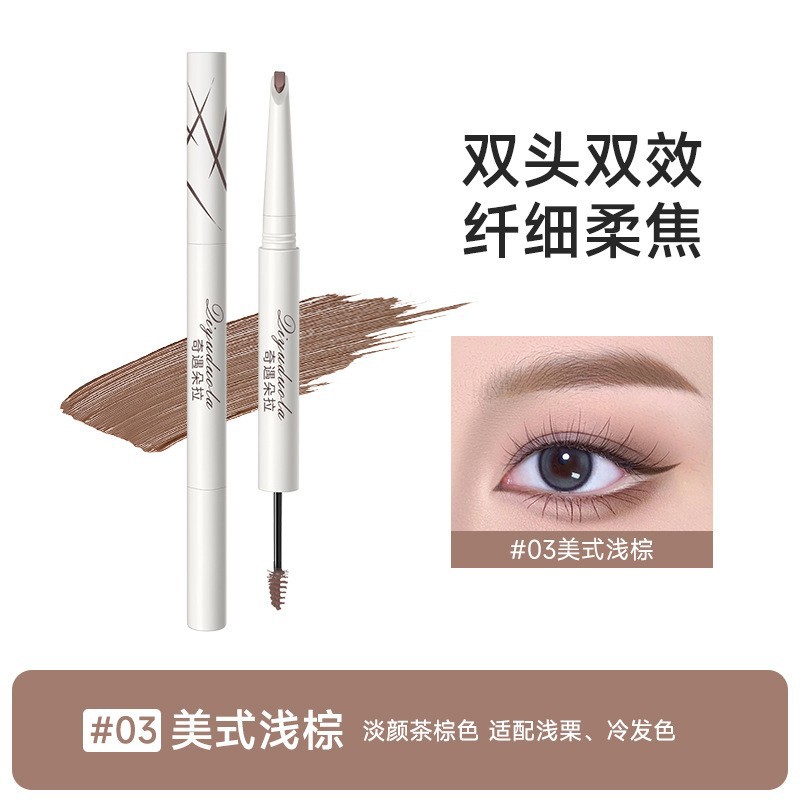 Xiaoao Qiyu Dora Dual-Ended 3D Eyebrow Gel Dual-Ended Knife-Shaped, Not Easy to Smudge, Natural Wild Eyebrow Pencil