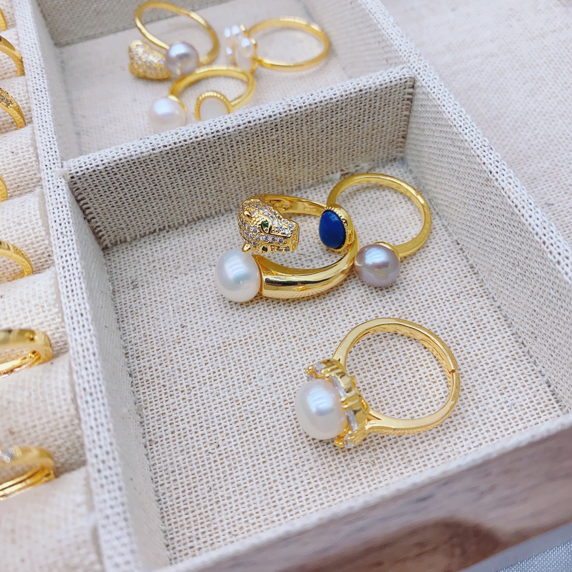2026 New Butterfly Simple Open Ring Real Gold Electroplated Natural Freshwater Pearl Open Ring Live Stream Hot