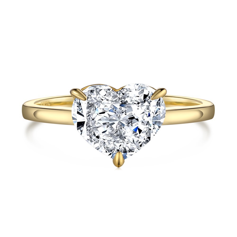 Jewelry S925 sterling silver ring women gold oval heart marquise zircon ring wholesale