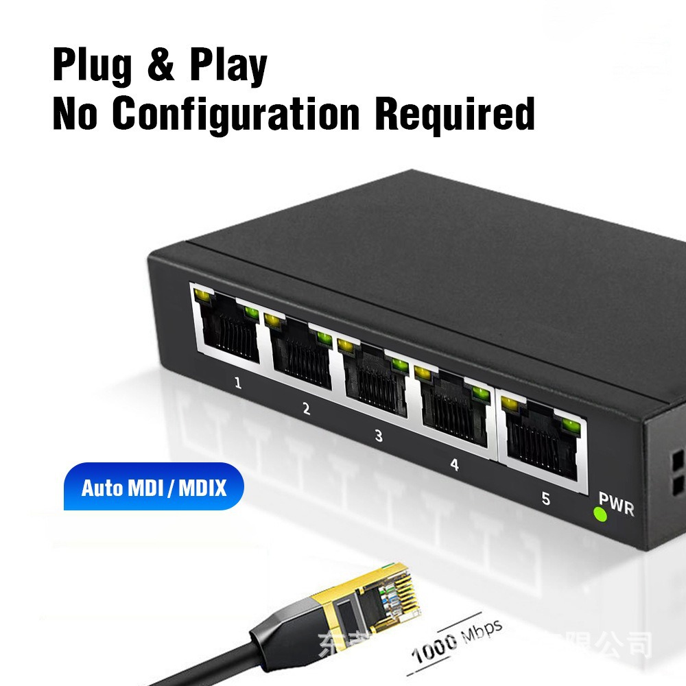 5-Port PoE Switch Gigabit Surveillance Dedicated 1-to-4 Network Switch RJ45 Hub Splitter