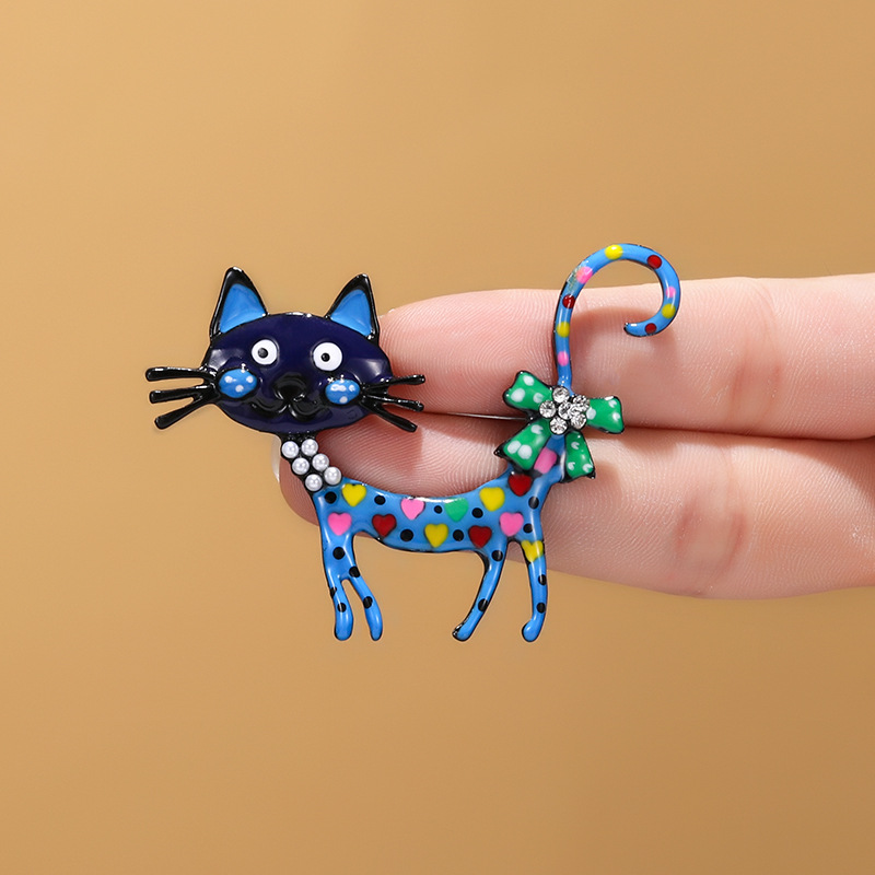 Cartoon Oil Drip Cat Brooch Colorful Enamel Animal Corsage Women's Coat Suit Pin Cute Decoration
