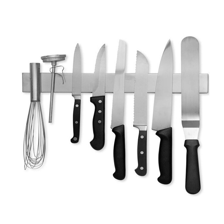 fully welded 304 magnetic knife holder magnetic knife rack kitchen wall-mounted storage rack knife storage no drilling