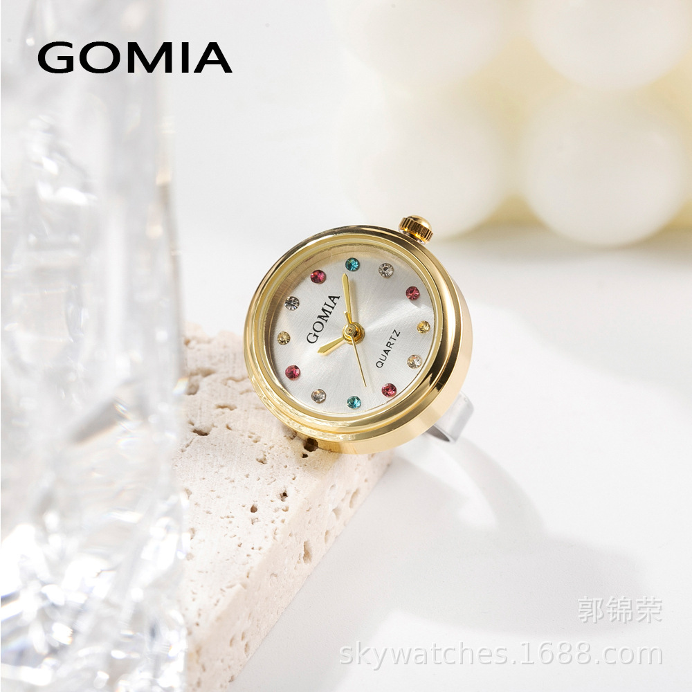 GOMIA Ring Watch New Colorful Diamond Mini Finger Watch Student Can Life Waterproof Watch
