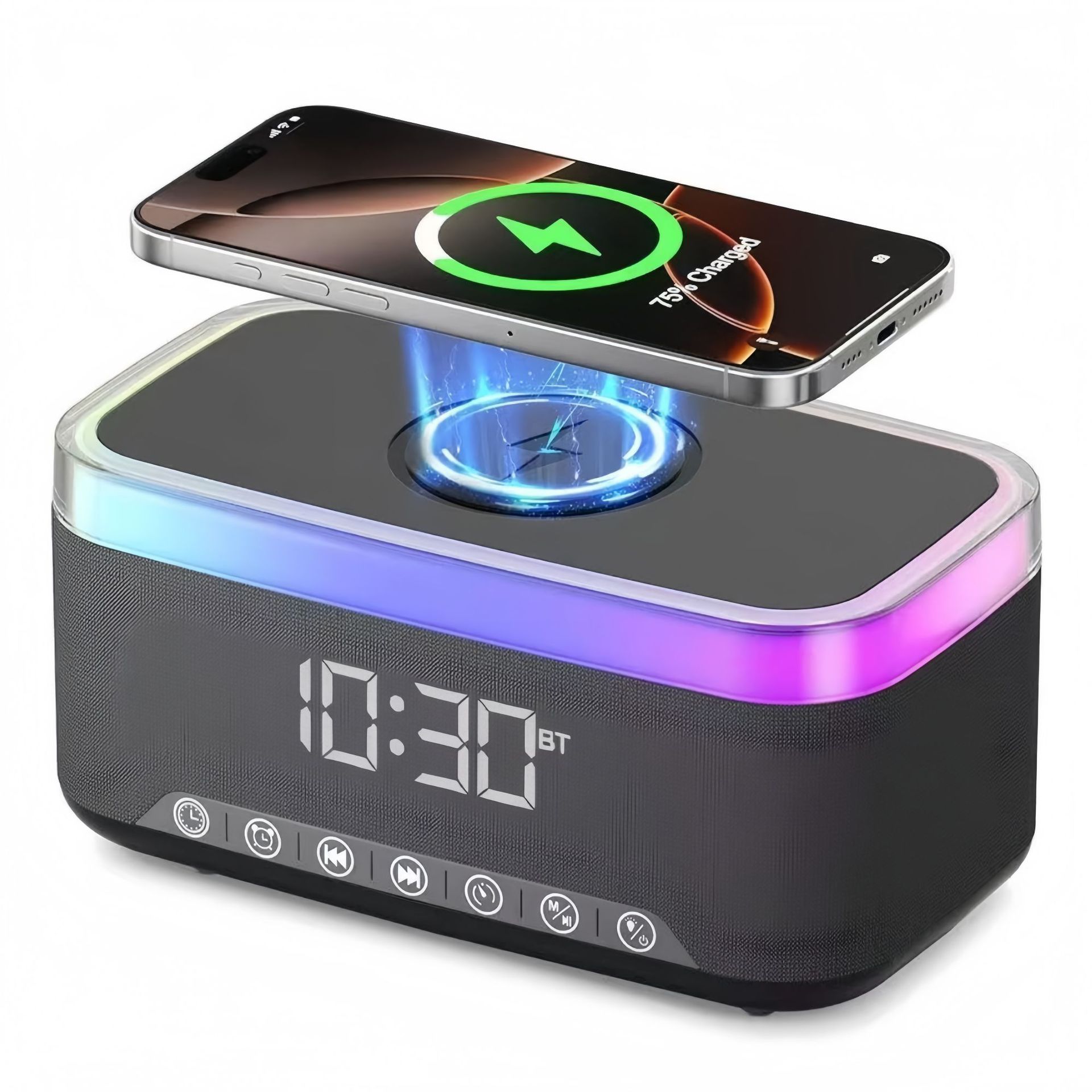New wireless charging Bluetooth speaker S300 white noise LED atmosphere light card multi-function wireless speaker