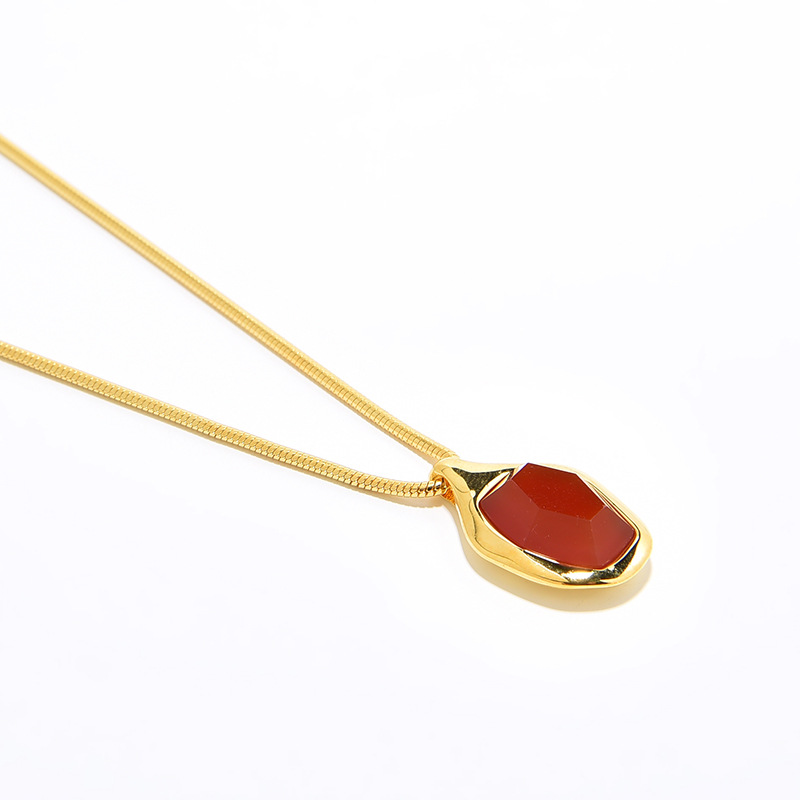 Monica Flowing Light Gemstone Necklace S925 Silver Gold-Plated Natural Agate Moonstone Niche Snake Bone Chain