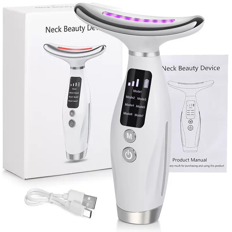New Neck Beauty Device Vibration Massage Neck Line Device Small Iron Lifting Neck Facial Color Light导入 Beauty Device
