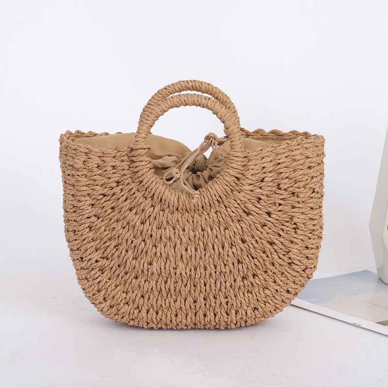 Women's Handbag Straw Large Capacity Woven Bag Women's Bag Polyester Storage Basket Bag Crossbody Handheld