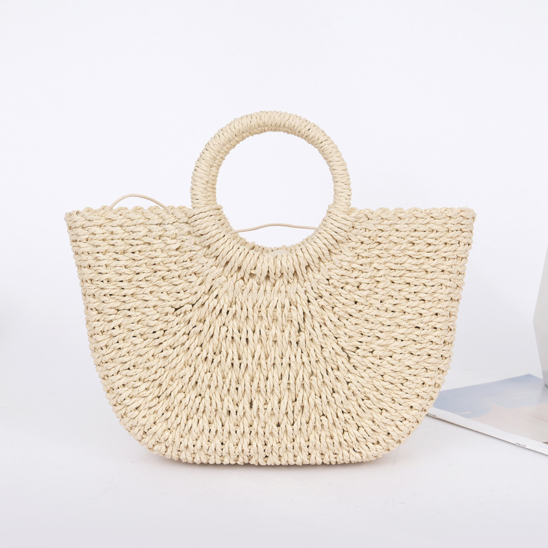 Women's Handbag Straw Large Capacity Woven Bag Women's Bag Polyester Storage Basket Bag Crossbody Handheld