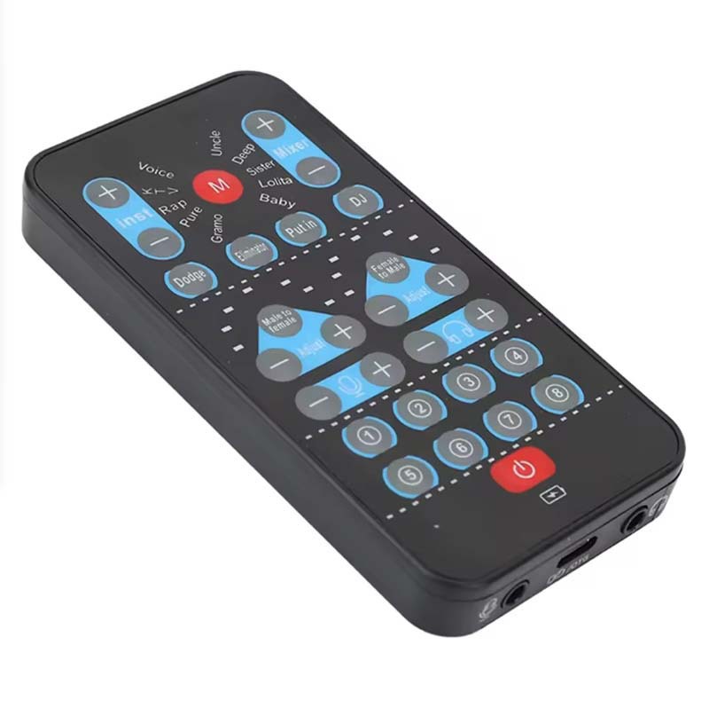 i9 mobile phone computer live streaming mini sound card voice changer one-key beauty sound K song recording voice changer English set