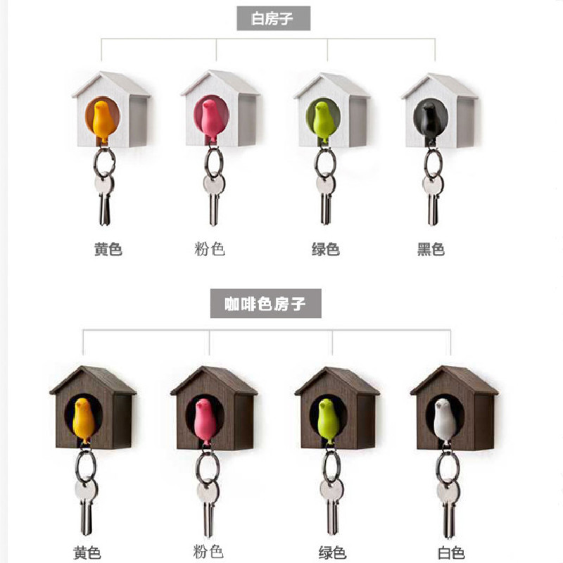 Love Nest Bird Keychain Key Finder Single Sparrow Whistle Birdhouse Novelty Gift
