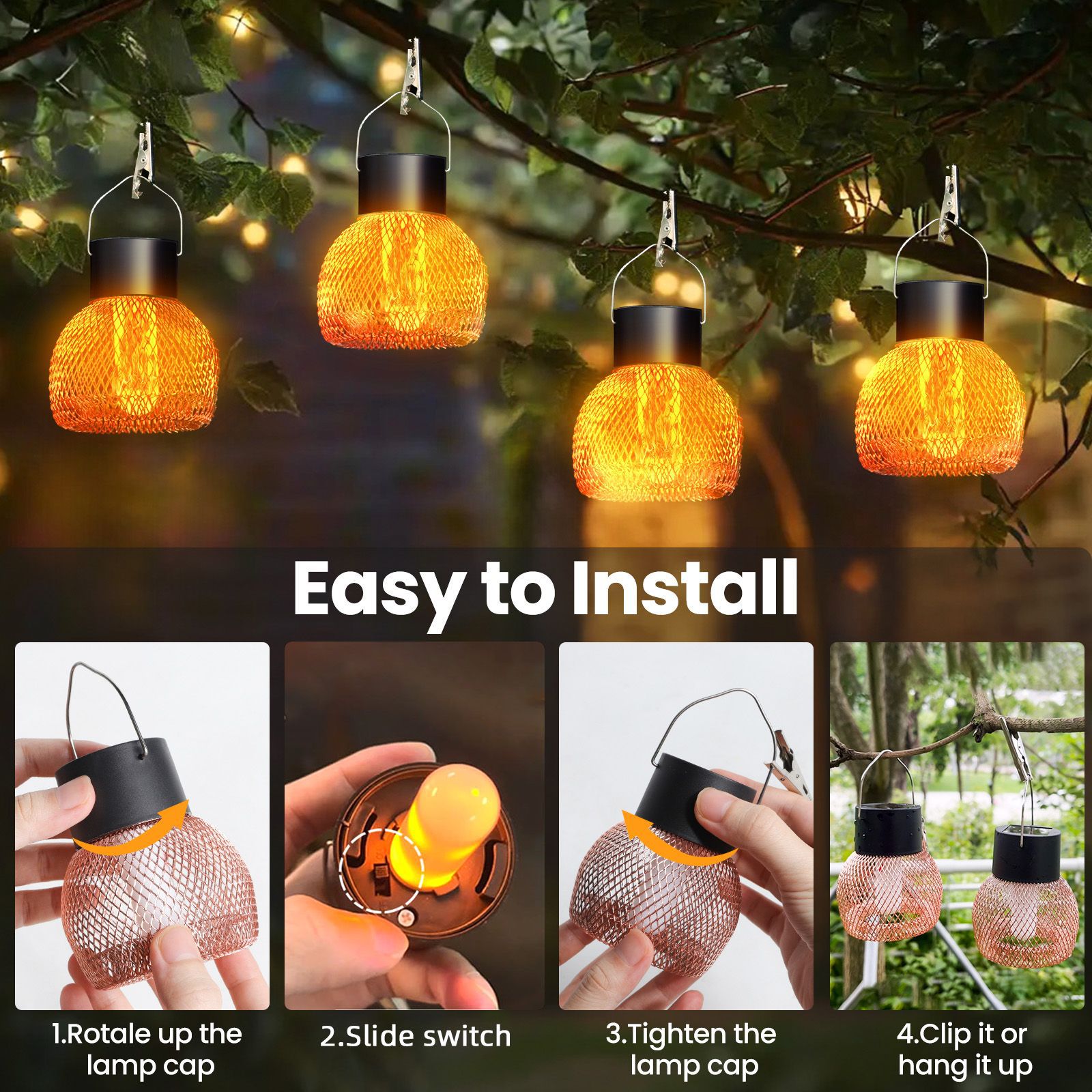 Solar outdoor light garden light automatic on at dusk camping decoration atmosphere light lawn garden flame light