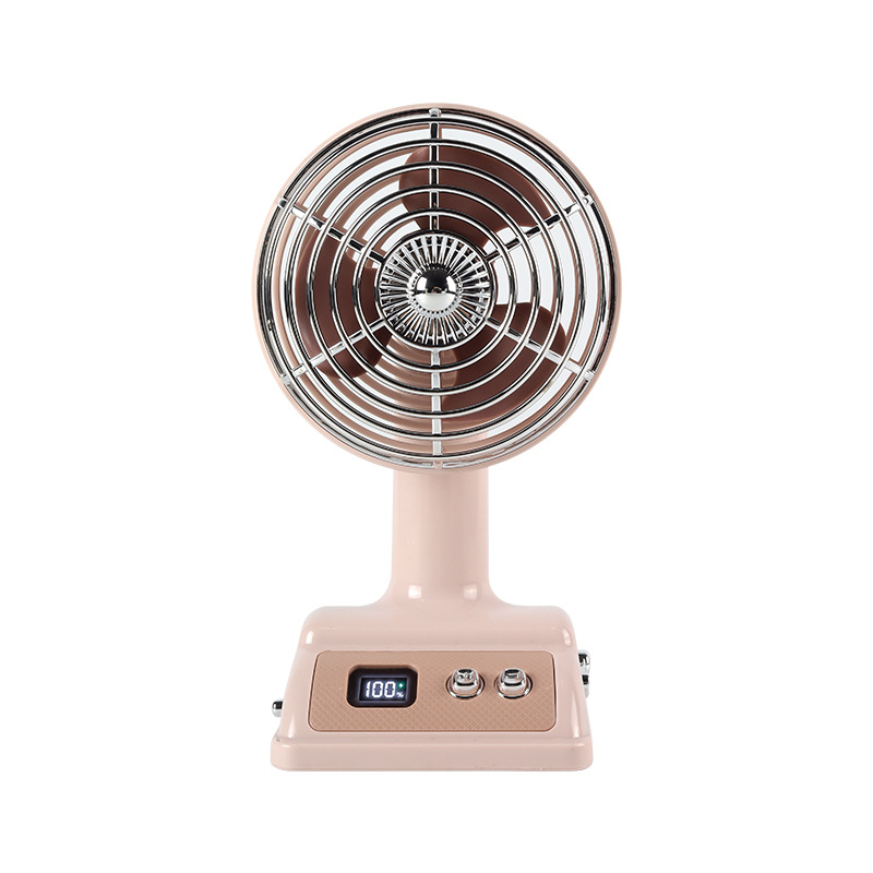 Desktop fan USB charging retro small fan summer 100-speed desktop digital display electric fan