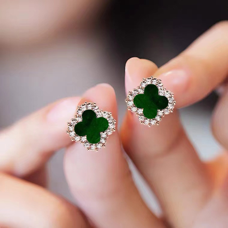 Four Leaf Clover Ear Studs for Women Silver Needle Earrings 2023 New Popular Earrings