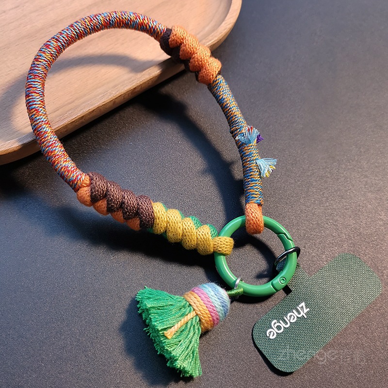 Phone strap women's wrist style tassel pendant braided rope short niche outdoor mountaineering travel
