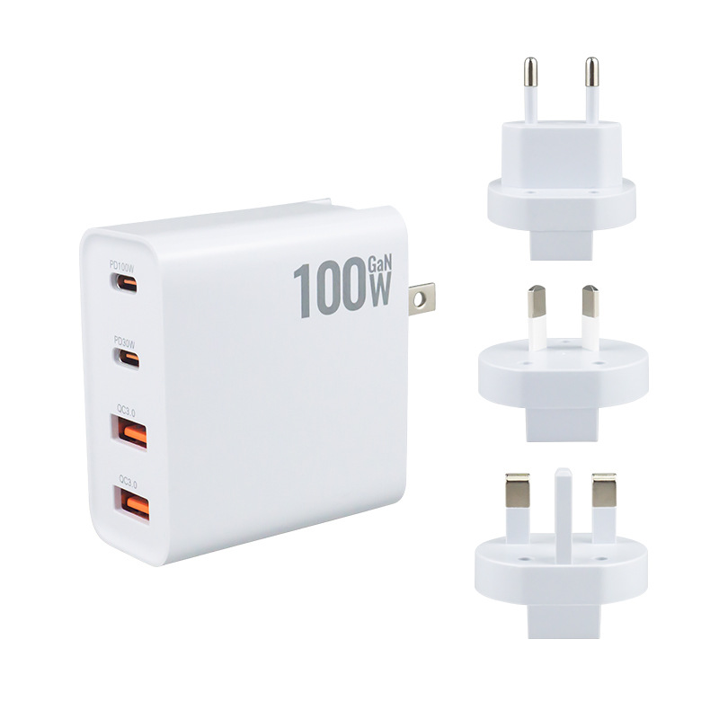 New 100W GaN Fast Charging PD Charger Convertible Plug Laptop Adapter