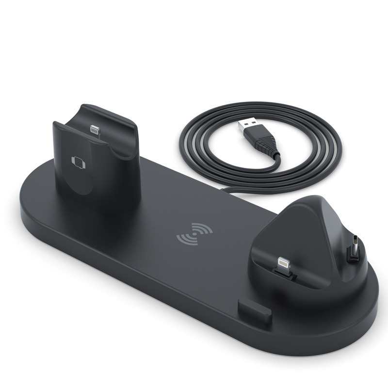 New 6-in-1 Wireless Charger Watch Earphone Phone Stand Wireless Charger Desktop Fast Charging