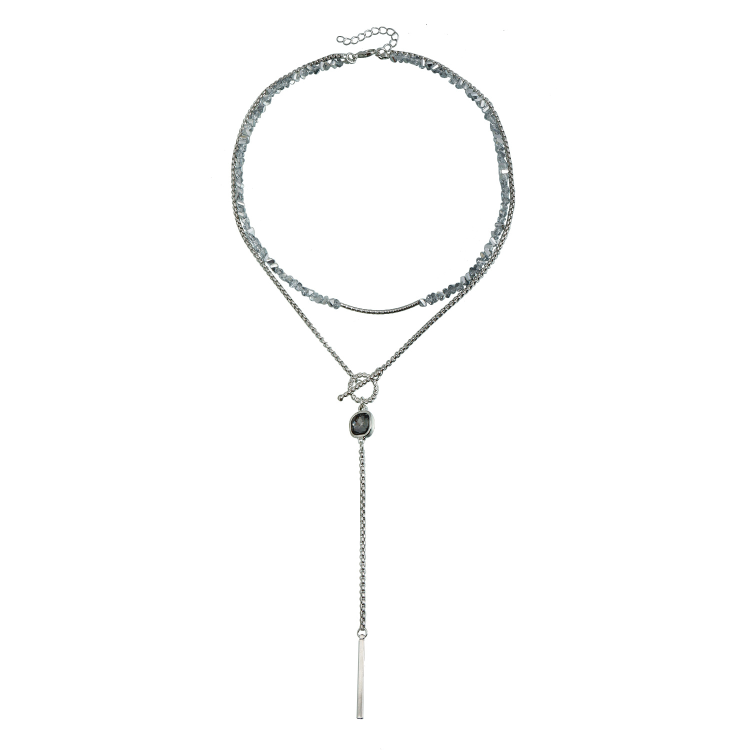 Accessories Minimalist Geometric Square Black Diamond Necklace for Women Small Set
