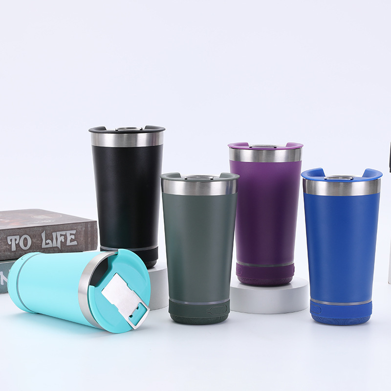 Stainless Steel Bluetooth Water Cup Speaker Card Slot Audio with Bottle Opener Beer Mug Smart Bluetooth Gift Audio