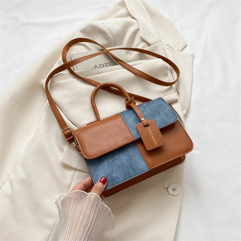 Patchwork Texture Handbags 2023 Summer Commute Shoulder Crossbody Bags Small Square Bags