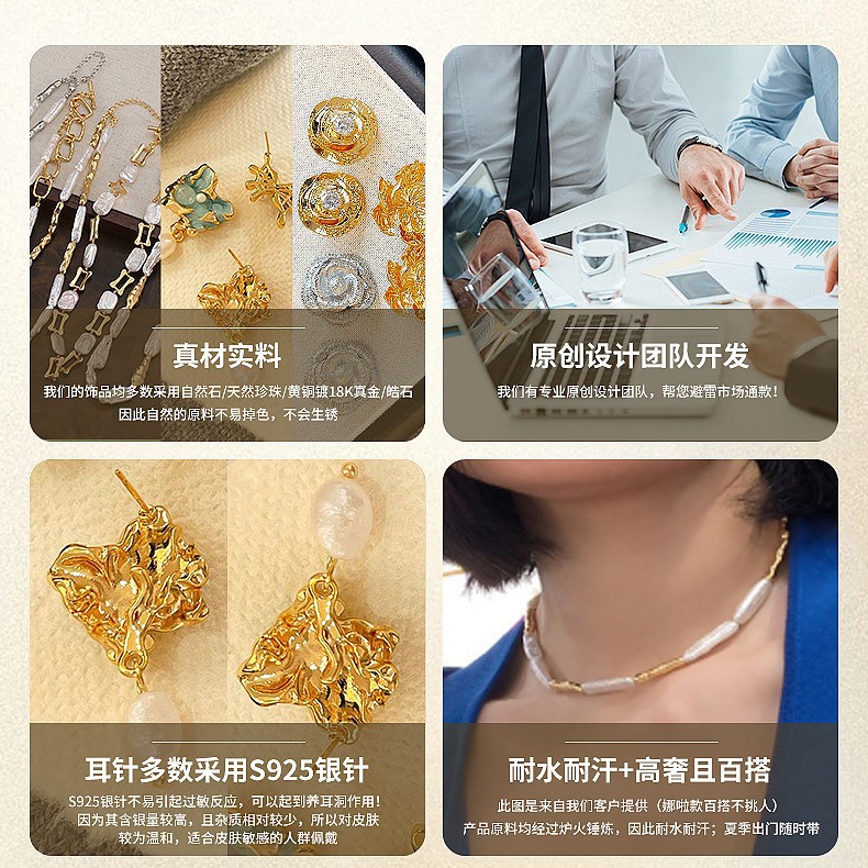 NALA Drip Glaze New Chinese Style Open Ring Niche Pearl Ring Hand Jewelry Ring