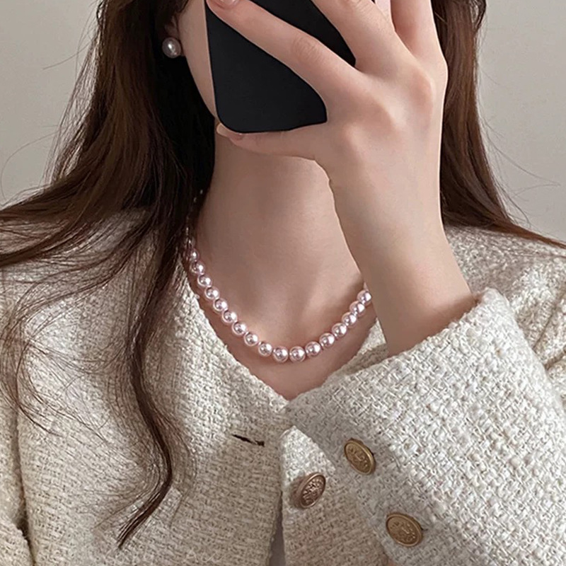 Manta Rose Color Swarovski Pearl Necklace for Women 2025 New Small Clavicle Chain for Women