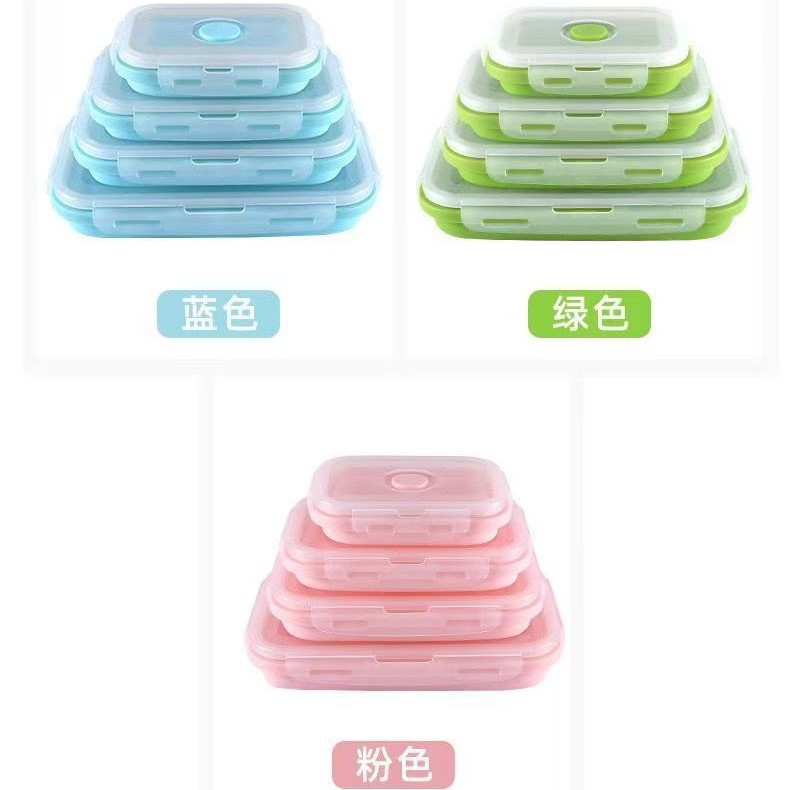 Food-grade folding silicone storage box, microwaveable lunch box, portable sealed meal box