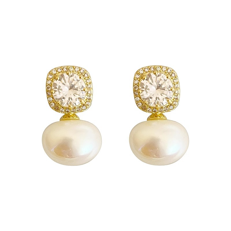 Fruit Bubble Pearl Earrings New Earrings Simple Zirconia Silver Needle Earrings for Women